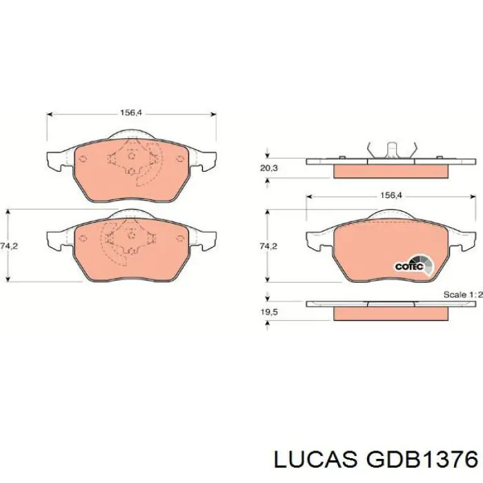 GDB1376 Lucas колодки тормозные передние дисковые