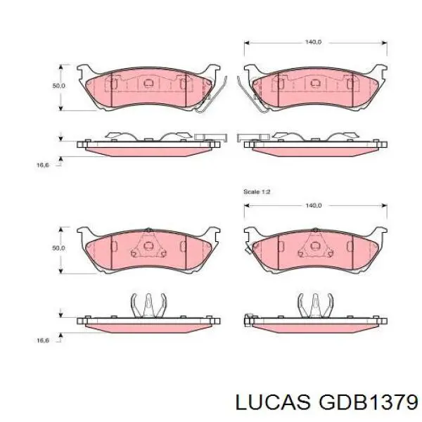 Задние тормозные колодки GDB1379 Lucas