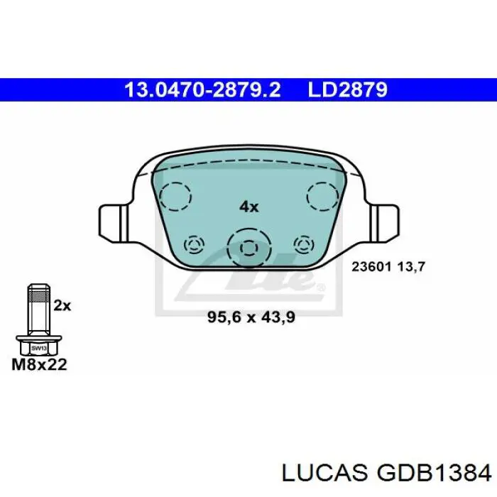 GDB1384 Lucas Колодки тормозные дисковые комплект