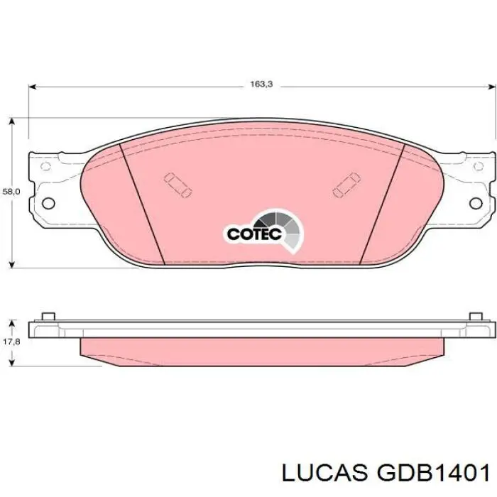 GDB1401 Lucas колодки тормозные передние дисковые