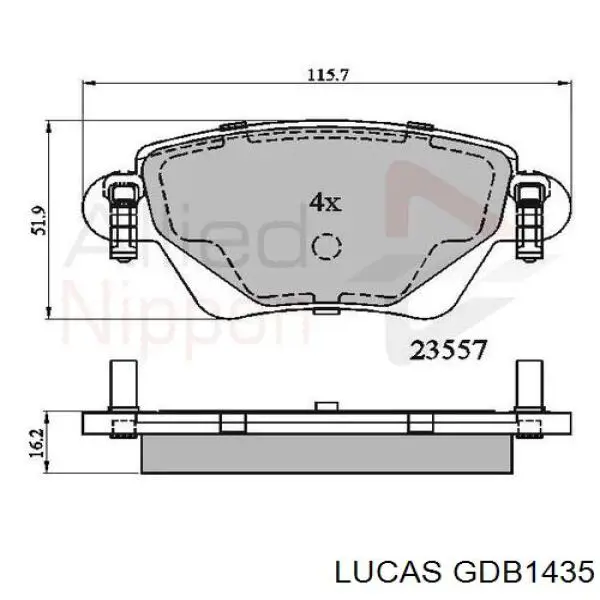 GDB1435 Lucas колодки тормозные задние дисковые