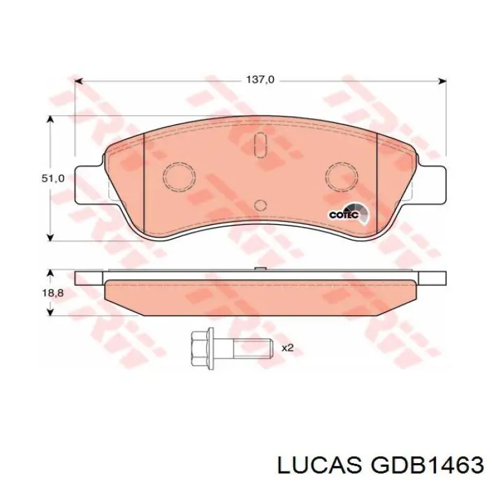 GDB1463 Lucas колодки тормозные передние дисковые