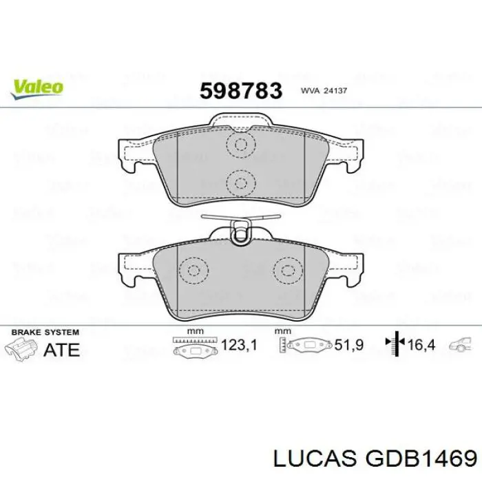 GDB1469 Lucas колодки тормозные задние дисковые