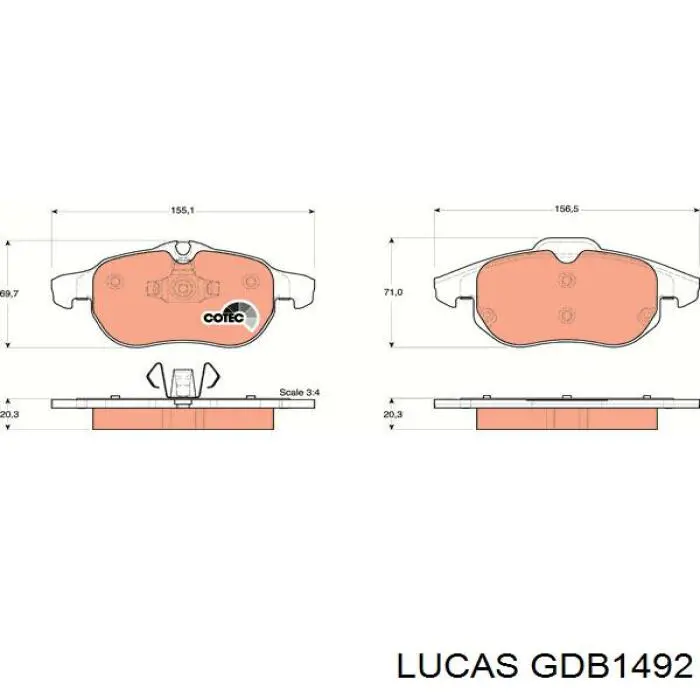GDB1492 Lucas колодки тормозные передние дисковые