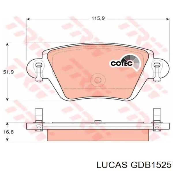 Задние тормозные колодки GDB1525 Lucas