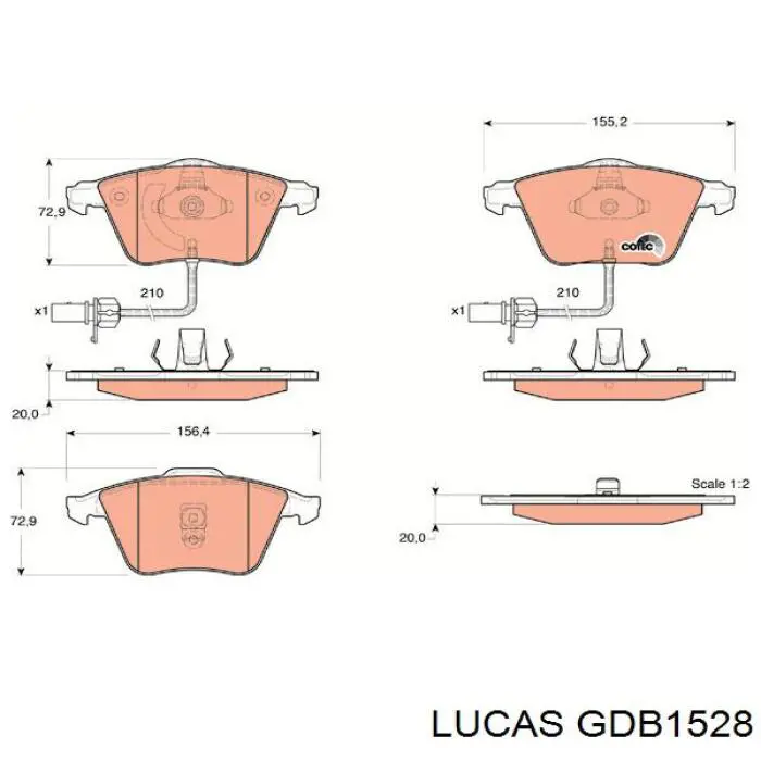 GDB1528 Lucas колодки тормозные передние дисковые