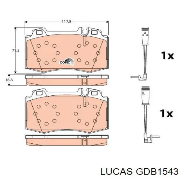GDB1543 Lucas колодки тормозные передние дисковые