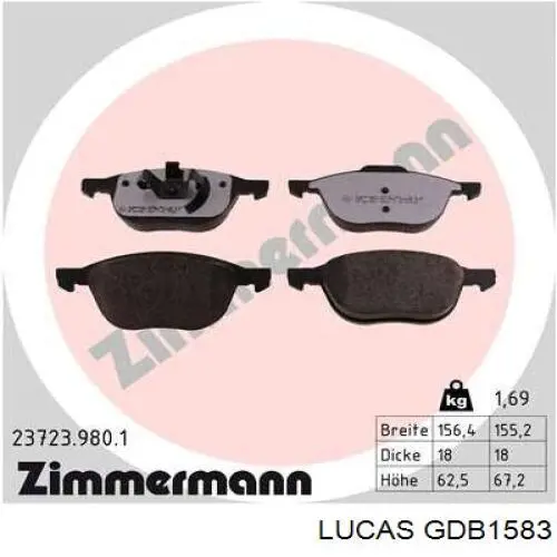 GDB1583 Lucas Колодки передние