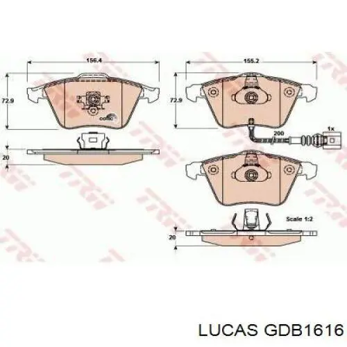 GDB1616 Lucas колодки тормозные передние дисковые