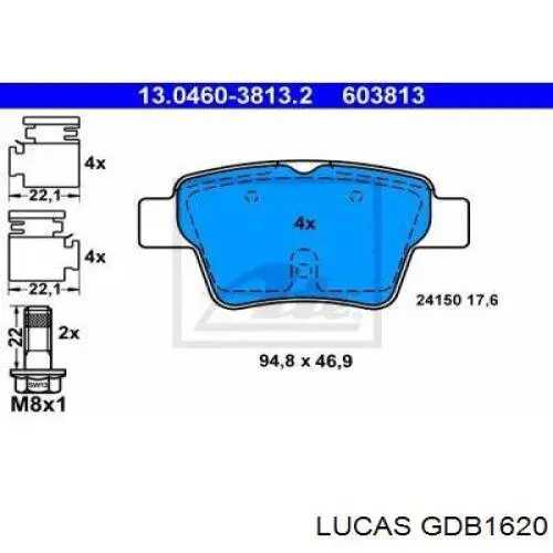 Колодки дисковые  Lucas GDB1620 цена, от 13.36 USD