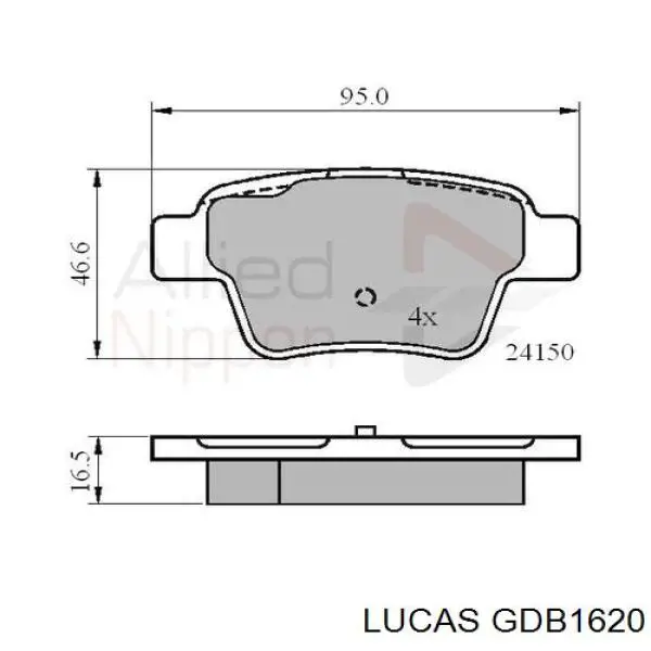 Купить GDB1620 Lucas Колодки тормозные задние, дисковые
