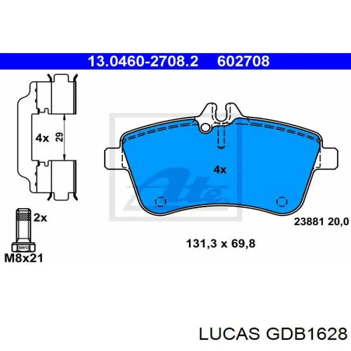 Купить GDB1628 Lucas Колодки тормозные