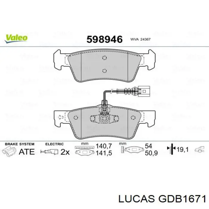 GDB1671 Lucas колодки тормозные задние дисковые