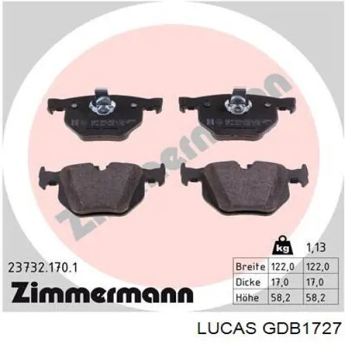 Купить GDB1727 Lucas Колодки тормозные задние, дисковые