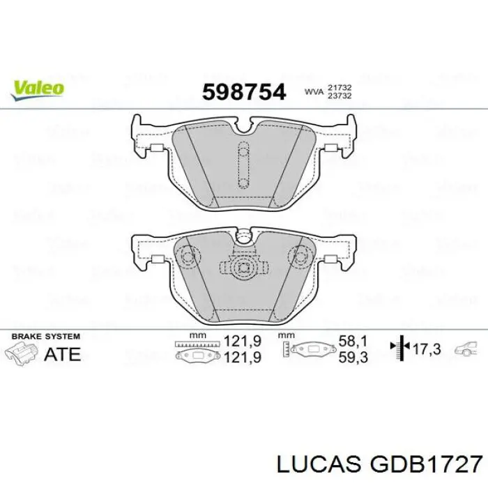 GDB1727 Lucas Колодки тормозные дисковые комплект