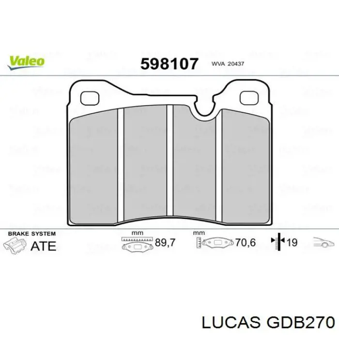 GDB270 Lucas передние тормозные колодки