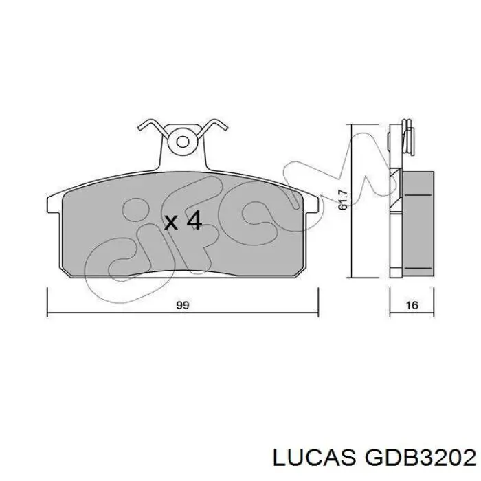 Передние тормозные колодки GDB3202 Lucas