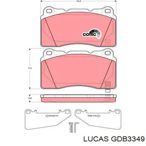 Передние тормозные колодки GDB3349 Lucas