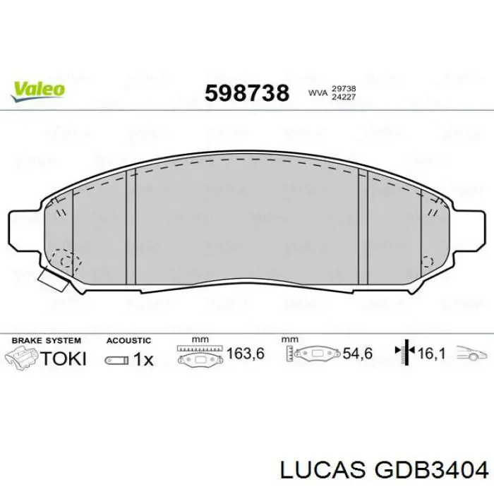 GDB3404 Lucas колодки тормозные передние дисковые