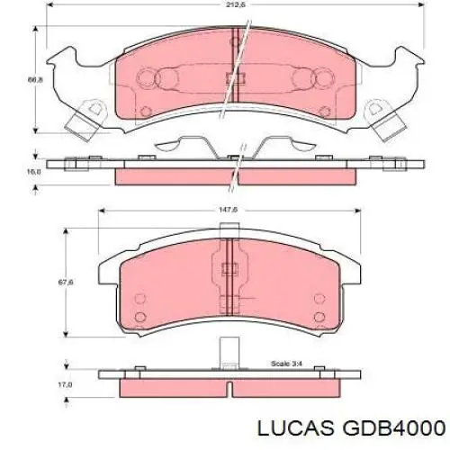 Передние тормозные колодки GDB4000 Lucas