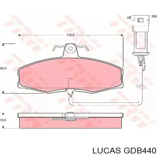 GDB440 Lucas колодки тормозные передние дисковые