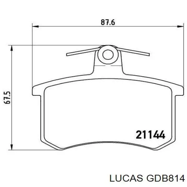 Задние тормозные колодки GDB814 Lucas