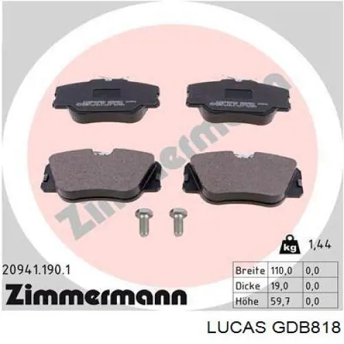 GDB818 Lucas Колодки передние