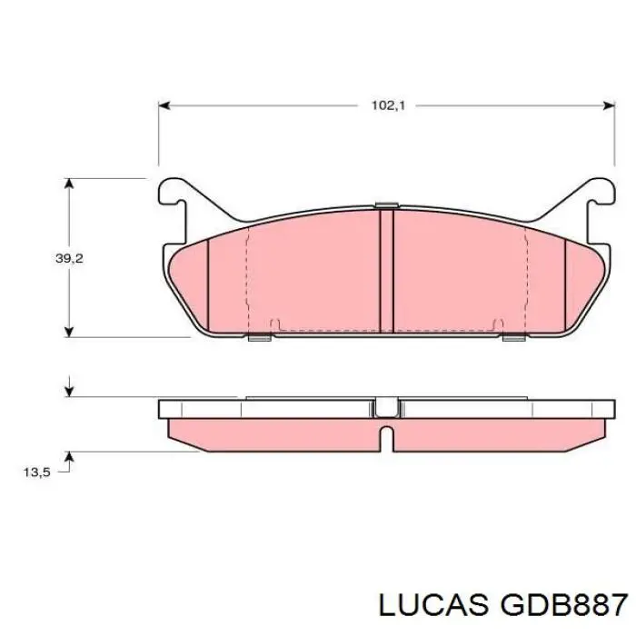 GDB887 Lucas задние тормозные колодки