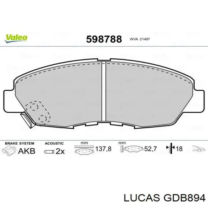 GDB894 Lucas передние тормозные колодки