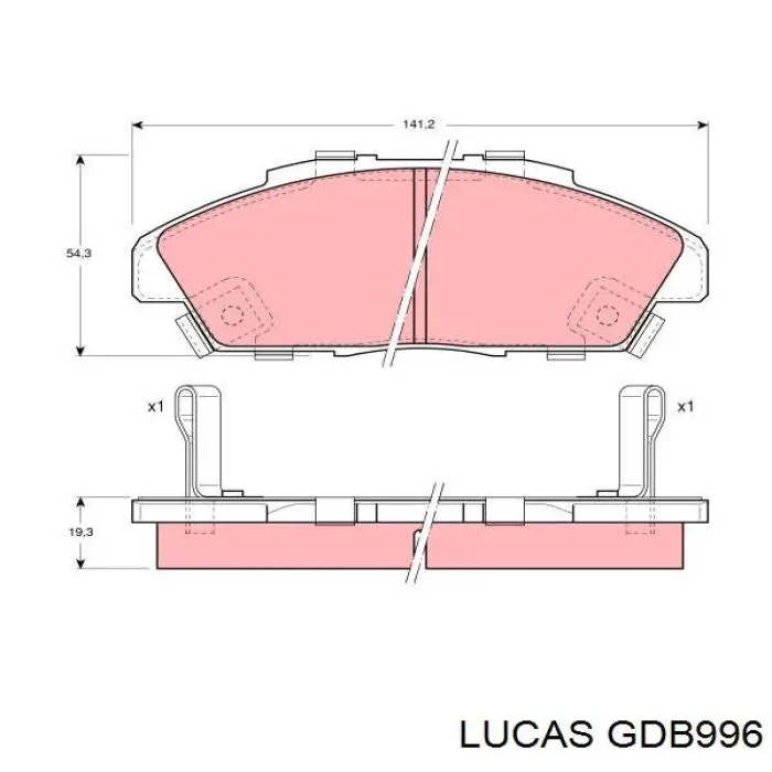 Передние тормозные колодки GDB996 Lucas