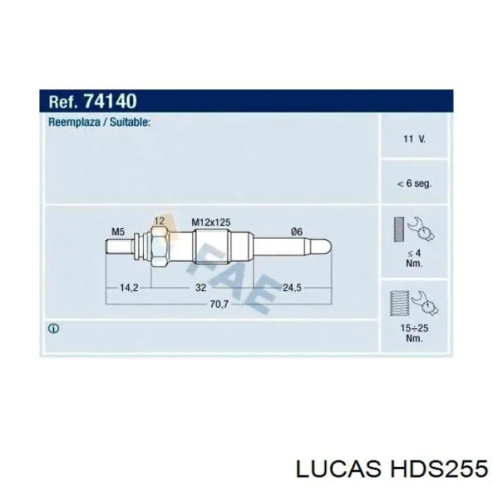 Свечи накала Lucas HDS255 цена, от 5.86 USD