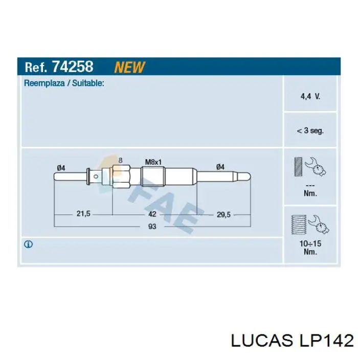Купить LP142 Lucas Свечи накала