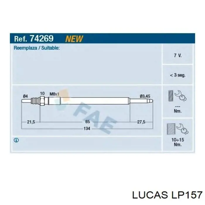Свечи накала Lucas LP157 цена, от 19.21 USD
