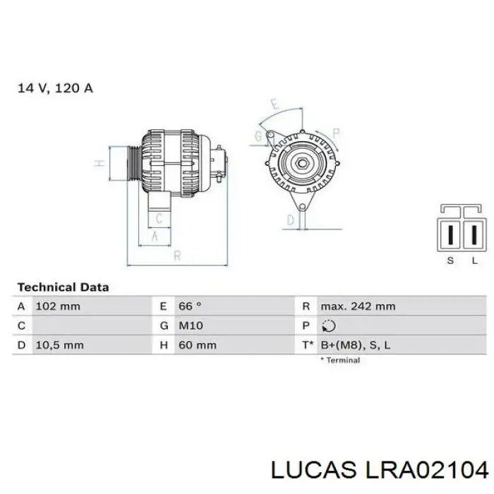 Генератор автомобиля Lucas LRA02104