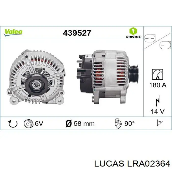 LRA02364 Lucas Генератор автомобильный