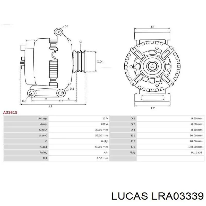 Генератор автомобиля Lucas LRA03339