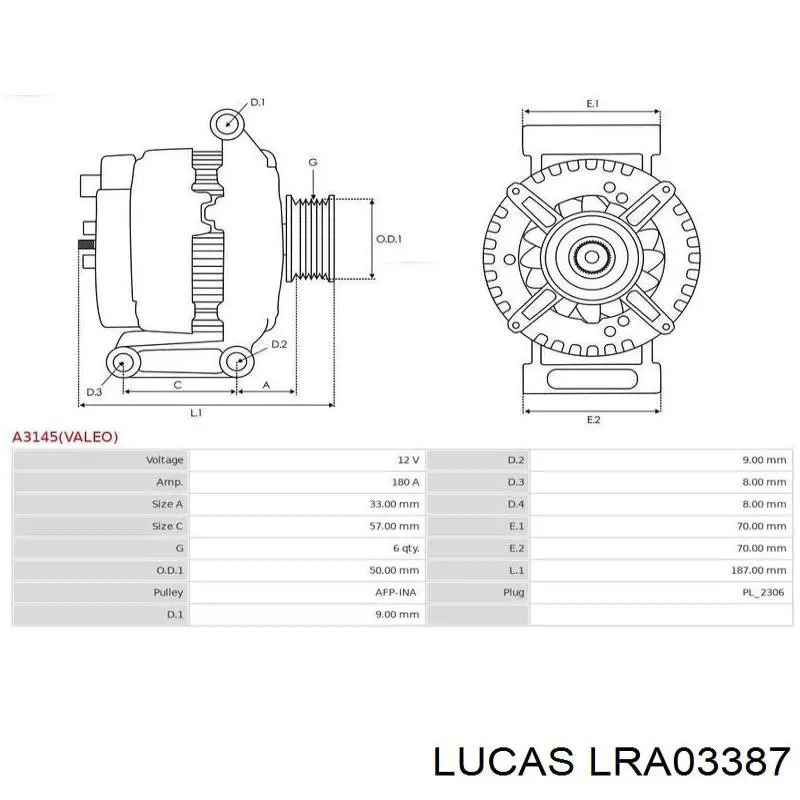 LRA03387 Lucas Генератор автомобильный