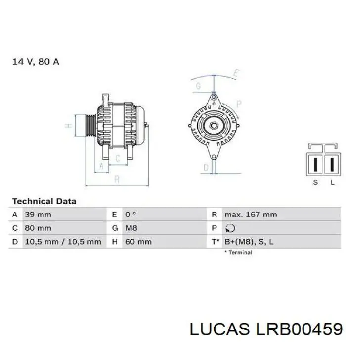 Alternador LRB00459 Lucas