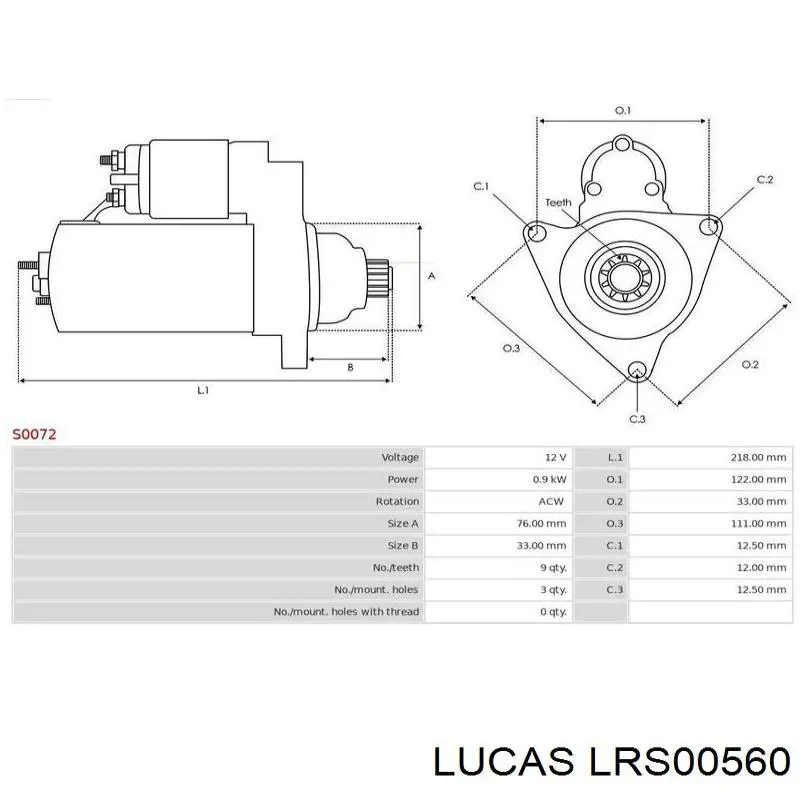 Купить LRS00560 Lucas Стартер