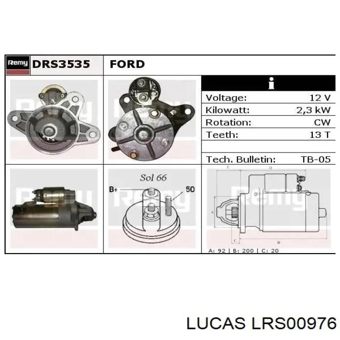 Motor de arranque LRS00976 Lucas