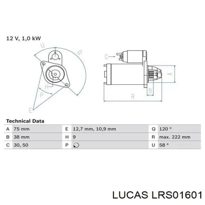 Motor de arranque LRS01601 Lucas