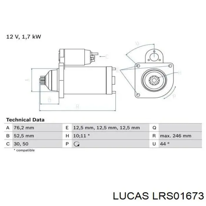 Стартер LRS01673 Lucas