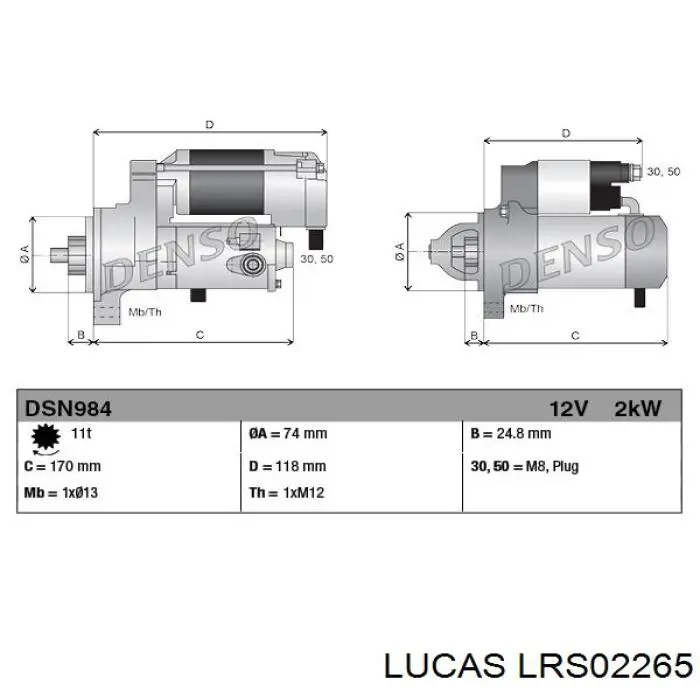 Стартер Lucas LRS02265 цена, от 156.29 USD