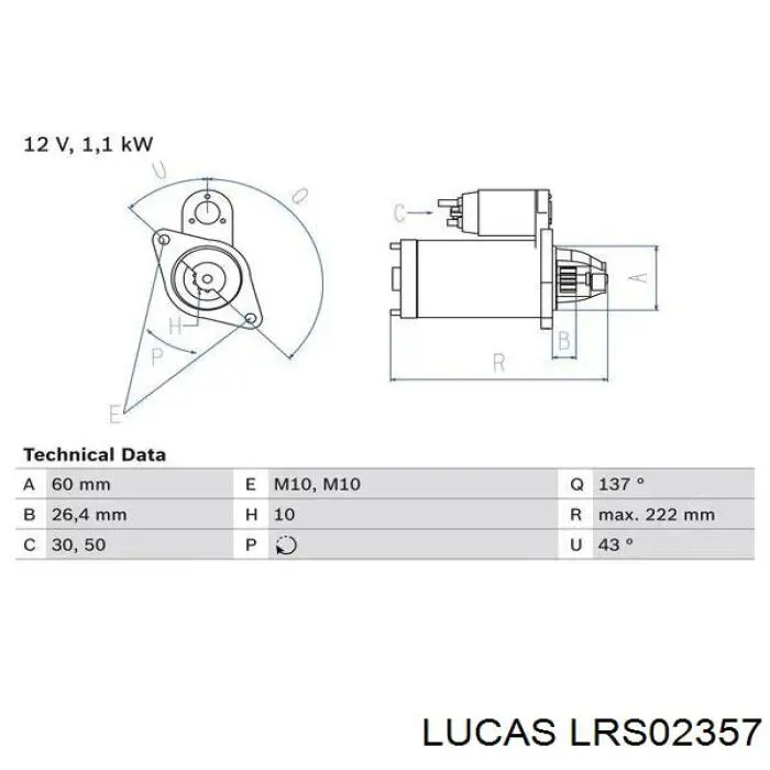 Motor de arranque LRS02357 Lucas