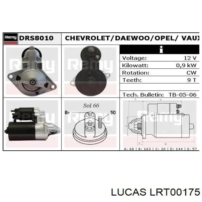 LRT00175 Lucas Стартер автомобиля