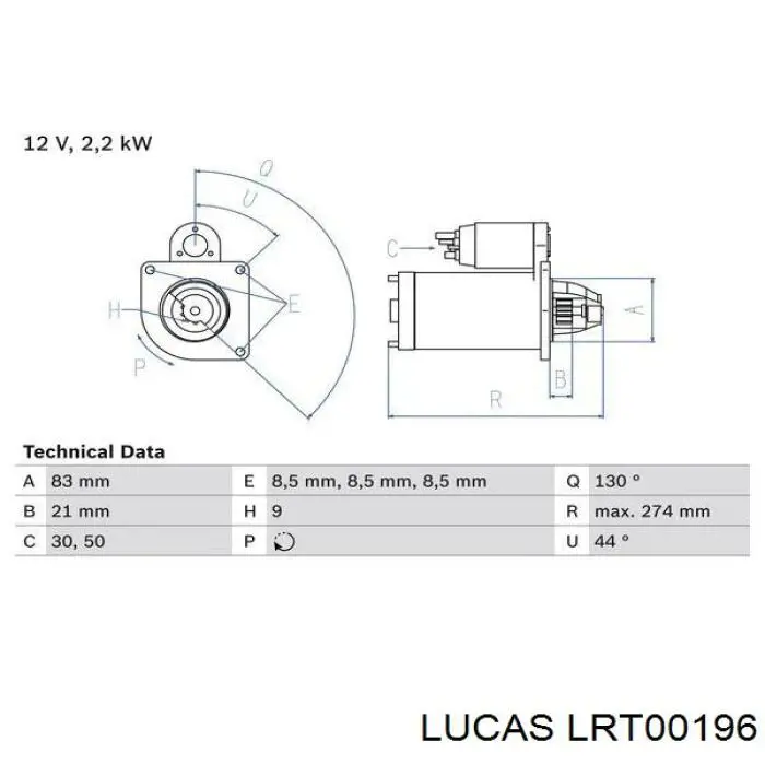 Motor de arranque LRT00196 Lucas