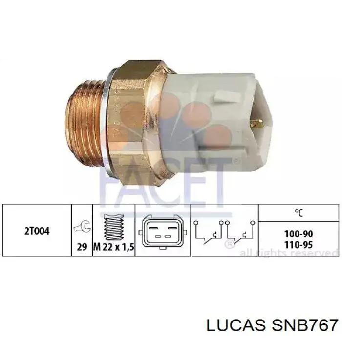 SNB767 Lucas датчик температуры охлаждающей жидкости (включения вентилятора радиатора)