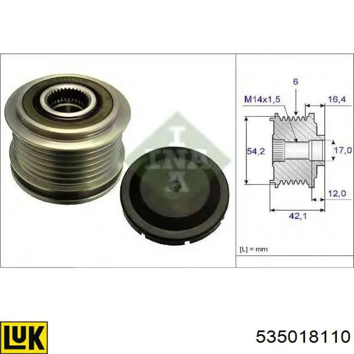 Шкив генератора 535018110 LUK