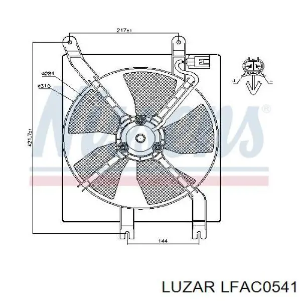Электровентилятор кондиционера в сборе (мотор+крыльчатка) Luzar LFAC0541
