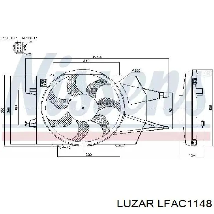 LFAC 1148 Luzar difusor do radiador de aparelho de ar condicionado, montado com roda de aletas e o motor